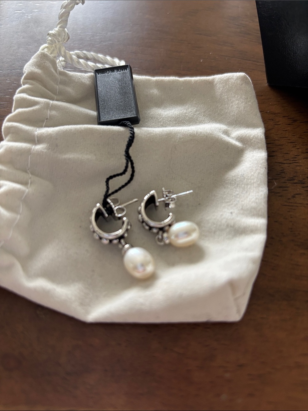 Honora Silver Hoops with White Pearl Drops